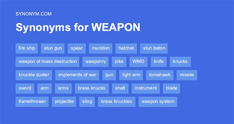 low weapons. . Weapons synonym